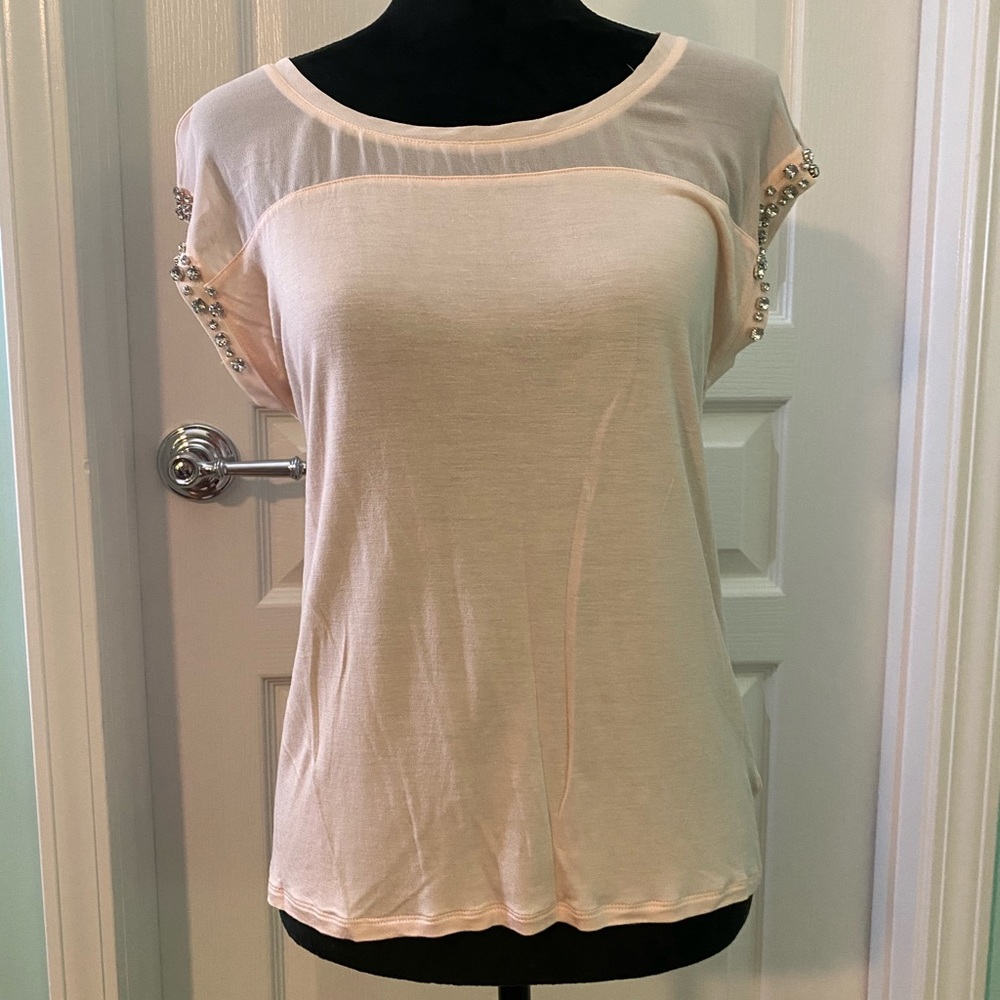 Express Peach Shirt with Gemstones